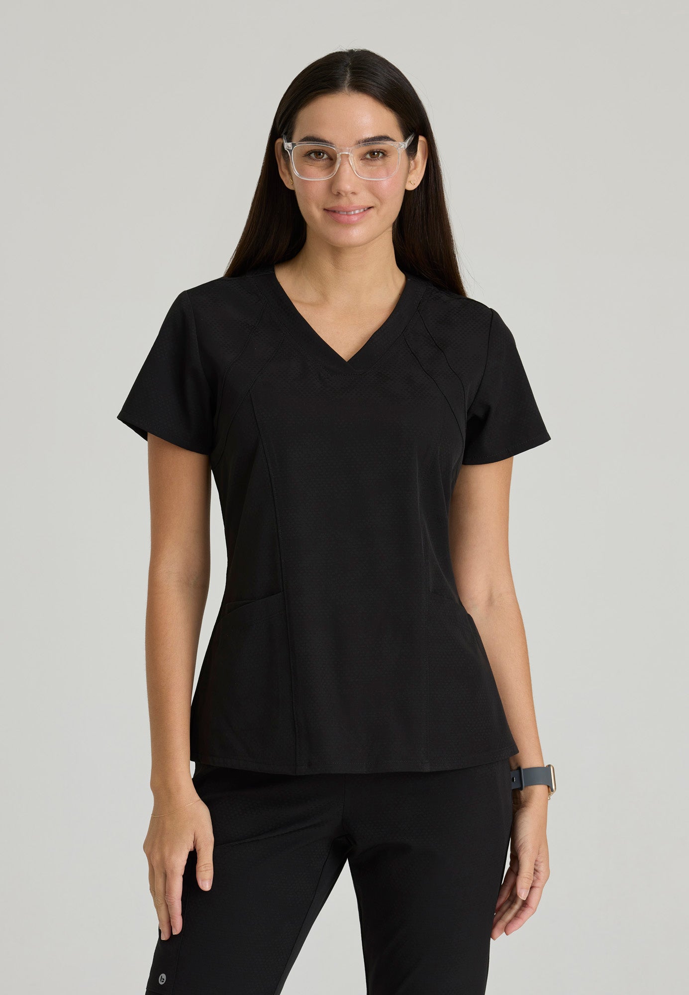 Racer Top - Black Digital Hex Jacquard - Jen's Scrubs